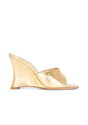 Gianvito Rossi Wedge Sandal in Mekong - Metallic Gold. Size 37 (also in 37.5).