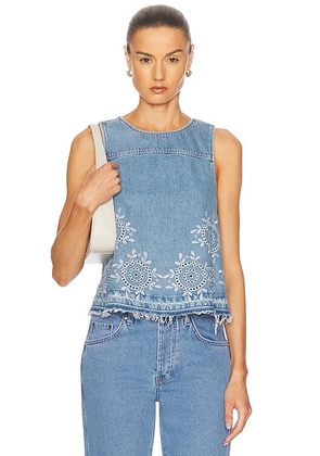 Ganni Denim Top in Light Blue Stone - Blue. Size 32 (also in 34, 36, 40).