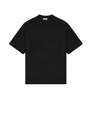 Fear of God Boiled Wool Logo Patch Short Sleeve Tee in Black - Black. Size L (also in XL/1X).