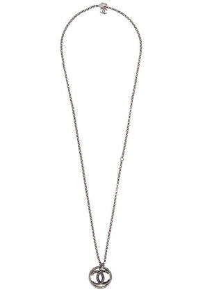 chanel Chanel Coco Mark Necklace in Gunmetal - Metallic Silver. Size all.