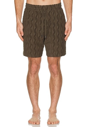 Frescobol Carioca Augusto Swim Shorts in Seawood - Olive. Size S (also in ).