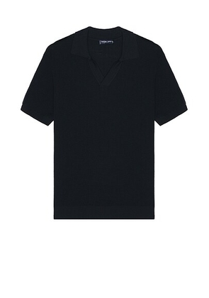 Frescobol Carioca Rino Str Cotton Salt And Pepper Stitch Ss Knitted Polo in Navy - Navy. Size XL/1X (also in ).