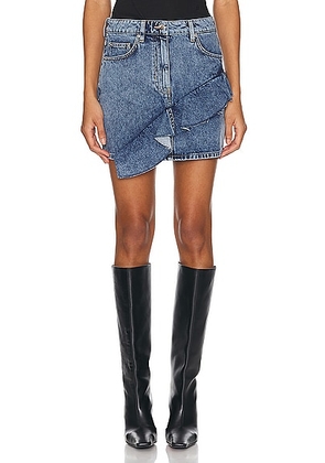 IRO Priscia Denim Mini Skirt in Mid Blue - Denim-Medium. Size 34 (also in ).