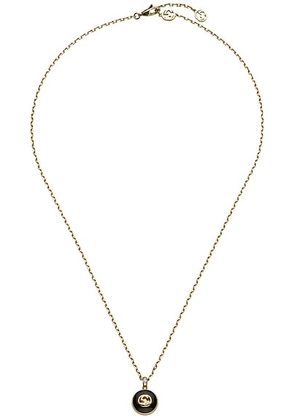 Gucci Black Onyx Diamond Pendant Necklace in Yellow Gold - Metallic Gold. Size all.
