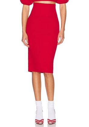 Helsa Luella Midi Skirt in Red - Red. Size L (also in XL, XXS).