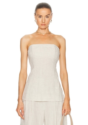 GRLFRND Linen Strapless Tunic Top in Natural Linen - Beige. Size L (also in M, XL, XS, XXS).