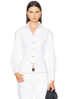 FRAME The Sculpted Shirt in Au Natural Clean - White. Size 10 (also in 12, 14, 16).