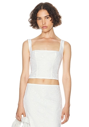 Helsa Eyelet Corset Top in Antique White - White. Size M (also in S, XL).