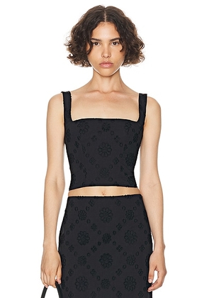 Helsa Eyelet Corset Top in Black - Black. Size M (also in S).