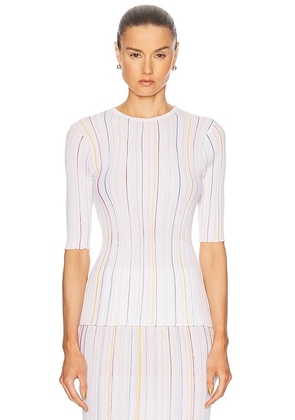 Gabriela Hearst Fitz Short Sleeve Top in Ivory Multi - Ivory. Size L (also in M).