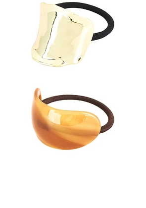 Jordan Road Tortoise And XL Wave Hair Cuff Set in Resin & 14k Gold Plated Brass - Metallic Gold. Size all.