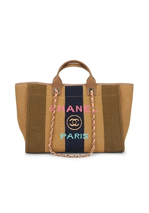 chanel Chanel Raffia Medium Deauville Shopping Tote Bag in Multi - Brown. Size all.