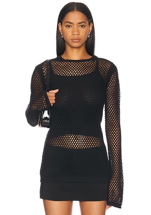 Helmut Lang Mesh Long Sleeve Top in Black - Black. Size L (also in M, S, XS).
