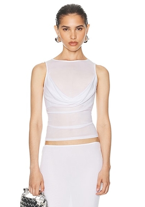 Helsa Sheer Knit Draped Top in White - White. Size M (also in ).