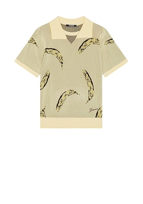 JACQUEMUS Le Polo Marino in Banana Jacquard Yellow - Yellow. Size M (also in S).