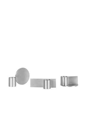 FRAMA Fundament Candle Holders Set Of Three in Stainless Steel - Metallic Silver. Size all.