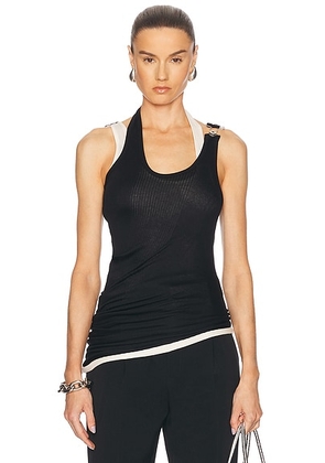 Jean Paul Gaultier Tank Top in Black & Ecru - Black. Size S (also in M).