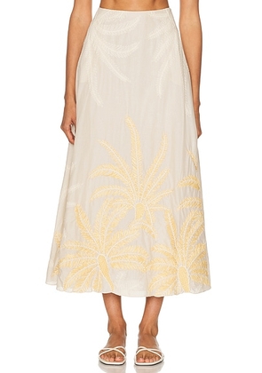 Johanna Ortiz Pictographs Ankle Skirt in Ecru - Ivory. Size 2 (also in 4, 6, 8).