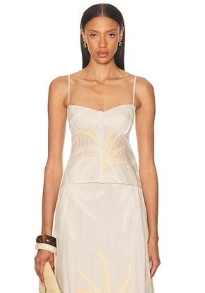 Johanna Ortiz Compas Y Palmas Top in Ecru - Ivory. Size 2 (also in 4, 6, 8).