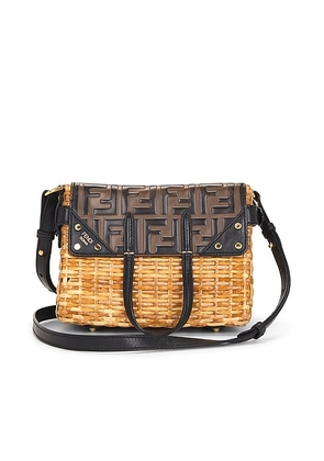 fendi Fendi Wicker FF Mini Flip Shoulder Bag in Brown - Brown. Size all.