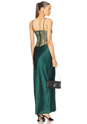 Fleur du mal Lace Long Slip Dress in Evergreen - Dark Green. Size M (also in ).