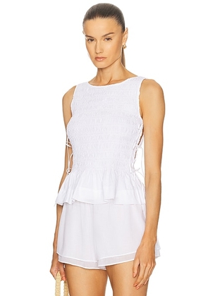 Ganni Smock Tie String Top in Bright White - White. Size 34 (also in ).