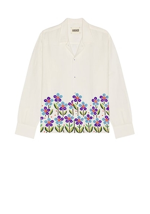 HARAGO Beaded Floral Shirt in White - White. Size S (also in ).