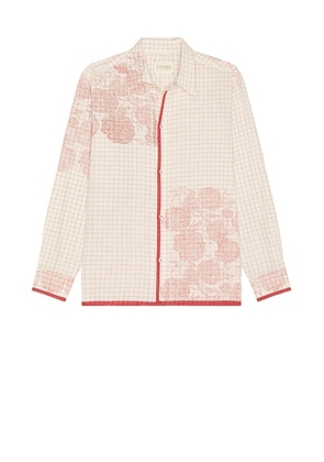 HARAGO Printed Rose Shirt in Off White - White. Size M (also in ).