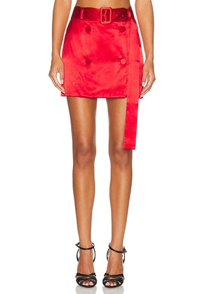 Ferragamo Mini Skirt in Dark Red & New Red - Red. Size 40 (also in ).