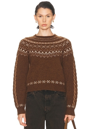 Guest In Residence Cloud Chalet Crewneck Sweater in Chestnut Combo - Brown. Size L (also in M, S, XS).
