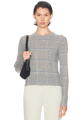 Guest In Residence Shrunken Check Crewneck Sweater in Heather Grey - Grey. Size S (also in XS).