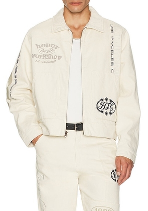 Honor The Gift Banner Jacket in Natural - White. Size M (also in S).