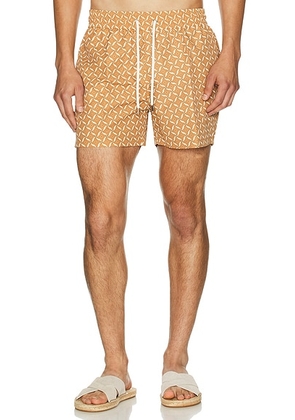 Frescobol Carioca Rio Swim Short Lotus Print in Almond & Ivory - Brown. Size XL/1X (also in ).