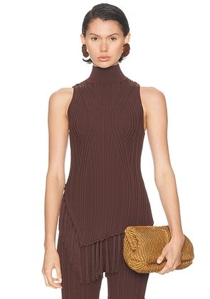 Cult Gaia Doja Knit Top in Java - Brown. Size M (also in S, XS).
