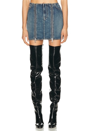 Jean Paul Gaultier Front Zipped Denim Mini Skirt in Vintage Blue - Blue. Size 34 (also in 36, 38).