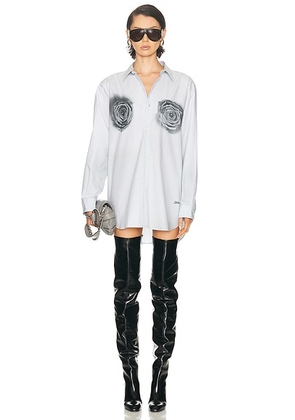 Jean Paul Gaultier Blurry Roses Unisex Printed Shirt in White  Grey  & Black - Light Grey. Size L (also in M, S, XS).