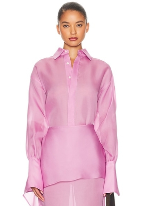Helsa The Silk Gazar Shirt in Ash Rose - Pink. Size L (also in XL, XS).