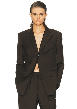 Helmut Lang Cut Away Blazer in Dark Chocolate - Chocolate. Size 2 (also in 4, 6, 8).