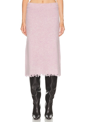 Jil Sander Frayed Edge Midi Skirt in Twilight - Pink. Size 38 (also in 40).