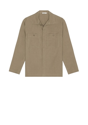 SIMKHAI Sean Shirt Jacket in Faded Olive - Olive. Size L (also in M, S).