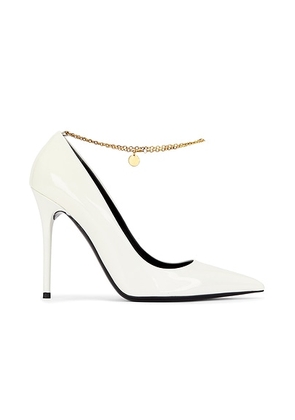 tom ford TOM FORD Patent Leather Chain Pump 105 in White - White. Size 38.5 (also in ).