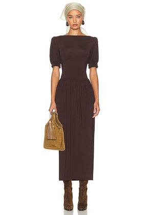 Helsa The Simone Tie Back Jersey Dress in Coffee Bean - Brown. Size L (also in M, S, XL, XS, XXS).