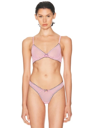 Fleur du mal Sabrina Mesh Demi Bra in Bisou - Pink. Size 32C (also in 36C).