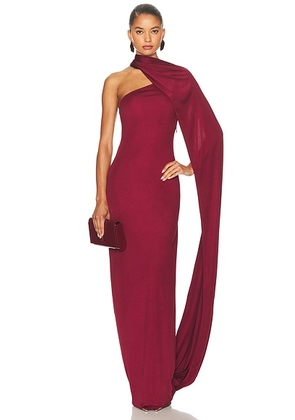 Helsa The Muse Cape Jersey Dress in Oxblood - Burgundy. Size L (also in M, S, XL, XS, XXS).