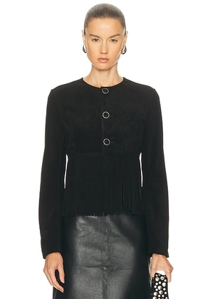 FRAME The Saddle Jacket in Black - Black. Size 0 (also in 2, 4, 6).