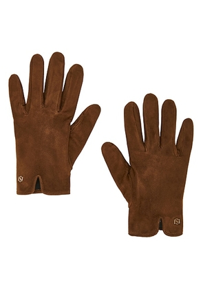 HANDSOME STOCKHOLM Essential Suede Gloves in Saddle Brown - Brown. Size XS (also in ).