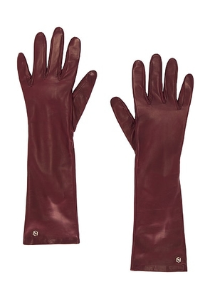 HANDSOME STOCKHOLM Essential Long Gloves in Vino - Wine. Size XS (also in S).