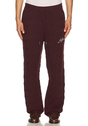 Honor The Gift Cable Knit Pant in Berry - Burgandy. Size L (also in M, S, XL/1X, XXL/2X).