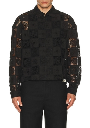 Honor The Gift Crochet Full Zip Jacket in Black - Black. Size L (also in M, S, XL/1X).