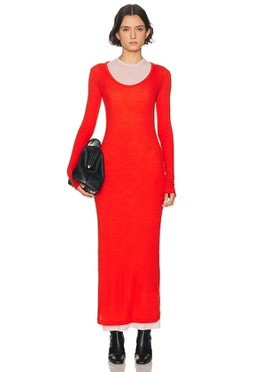 Jil Sander Long Sleeve Tank Dress in Red & Pink - Red. Size M (also in S).